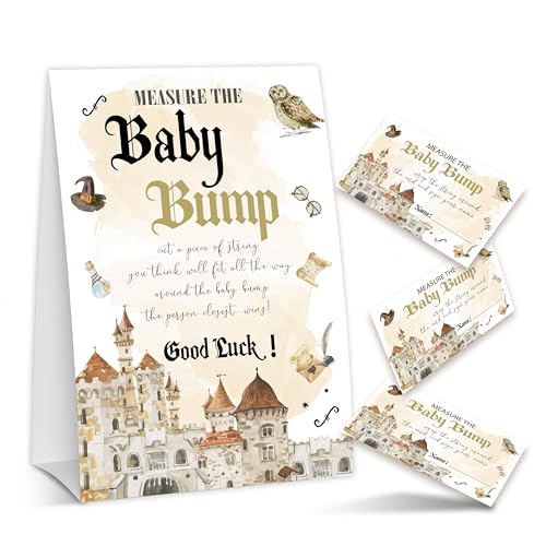 ZIIUFRN Baby Shower Game Card Set, Measure the Baby Bump Baby Shower Game, Halloween 1 Sign and 50 Cards, Minimalist Boy Girl Gender Neutral Baby Shower Supplies-A06 von ZIIUFRN