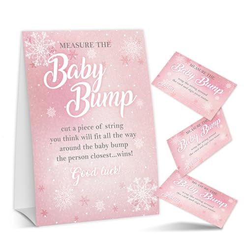 ZIIUFRN Merry Christmas Baby Shower Game Card Set, Measure the Baby Bump Baby Shower Game, Christmas 1 Sign and 50 Cards, Minimalist Boy Girl Gender Neutral Baby Shower Supplies-B15 von ZIIUFRN