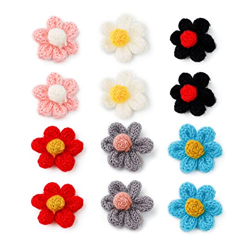 ZIJANG 12 Stück Polyester Blumen für Haare, 6 Paar 6 Farben Blume Haarschmuck, Je 1g Haarschmuck Blumen, Ansteckblume, zum Verzieren von Teilen Kleidung, Schuhen, Handyhülle, Haarschmuck von ZIJANG