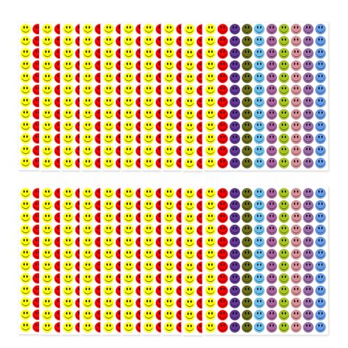 ZIJANG Smiley Sticker 2400 Stück Smiley Aufkleber, Runde Aufkleber(10 Farben) Mini Sticker für Lehrer und Eltern, um Die Interaktion Zwischen Lehrern und Schülern von ZIJANG