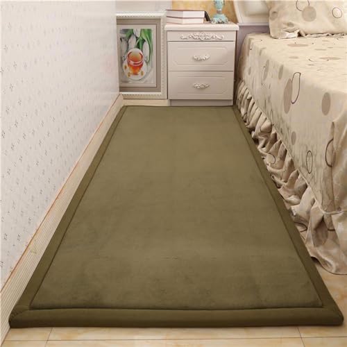 ZIKGER korallen Samtmatte,Kinder Spielmatte Weich Teppiche Tatami for Schlafzimmer, Yogamatte und Übungsauflage geeignet- Tea green-100 * 200cm von ZIKGER