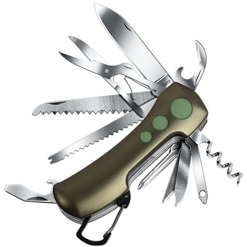 ZIMAIC Taschenmesser，Multitool Messer Schweizer Taschenmesser Vatertag Geschenk - Multifunktionswerkzeug mit 15 Funktionen Taschenwerkzeug für Campen und Notfälle von ZIMAIC