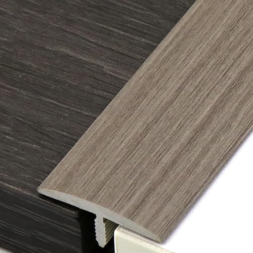 übergangsprofil Übergangsleiste für Holzmaserung und Bodenbeläge mit Metallsäge, T-förmige Schwellenrampe für Laminatdielenfliesen, Selbstklebende Bodenteilerabdeckung zum Verbinden von Fugen(Gray) von ZIMGOD