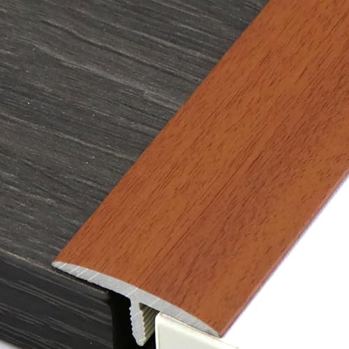 übergangsprofil Übergangsleiste für Holzmaserung und Bodenbeläge mit Metallsäge, T-förmige Schwellenrampe für Laminatdielenfliesen, Selbstklebende Bodenteilerabdeckung zum Verbinden von Fugen(Red) von ZIMGOD