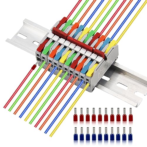 ZIOYA 10 Stück Reihenklemmen Hutschiene 0,5-4mm² Kabel Klemmen Verbinder Reihenklemmen Durchgangsklemme mit Markierungsstreifen und Schiene klemmleiste für Feste Kabel Automatisierungsprojekte von ZIOYA