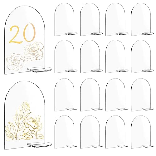 ZIOYA 20 Stück Transparentes Bogen Acrylschild Tischnummern Hochzeit Acrylglas mit Ständer Transparentes Tischnummern Acrylschild für Hochzeit Party Event Geburtstag DIY Dekoration von ZIOYA