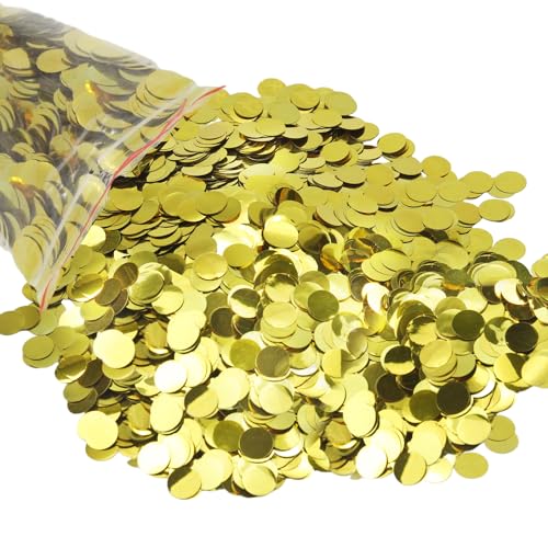 ZIOYA Konfetti 100G/14000 Stück Gold Konfetti Geburtstag Konfetti Hochzeit Metallic 15mm Confetti Glitzer Konfetti in Gold Rund Dekoration für Geburtstag Hochzeiten Tischdekoration von ZIOYA