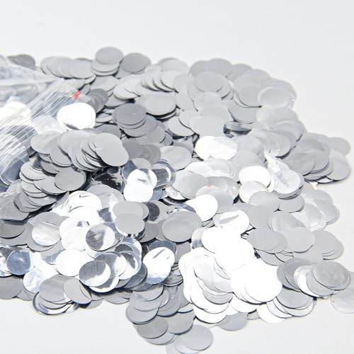 ZIOYA Konfetti 100G/14000 Stück Silber Konfetti Glitzer Geburtstag Runde Konfetti Aluminiumfolie Dekorative Glitzer Konfetti für Hochzeit Verlobung Brautparty Valentinstag Party 15mm von ZIOYA