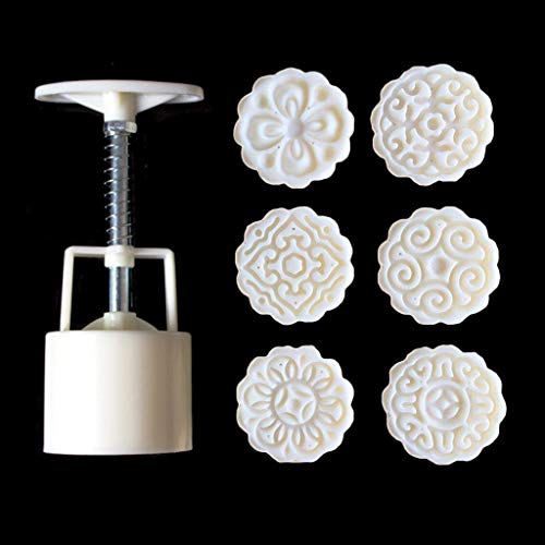 qiuxiaoaa 6Pcs 3D Blumen Briefmarken Moon Cake Dekor Form Fass runde Mooncake Form 50G Gebäck Mooncakes Hand DIY Tool Kuchen Werkzeuge von ZIRAN