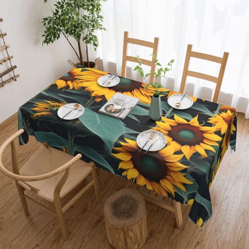 ZISHAK Rechteckige Tischdecke mit Wildblumen, Sonnenblumen, stilvolle Esszimmer-Dekoration für Partys, Restaurants von ZISHAK