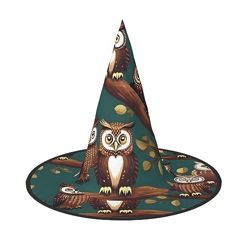 ZISHAK Viele Eulen auf Baumzweigen, trendiger Halloween-Hexenhut für Frauen – ultimativer Partyhut für das beste Halloween-Kostüm-Ensemble von ZISHAK