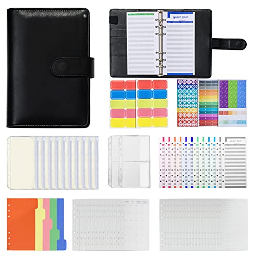 Budget Planner Budget Binder A6 67er Set Notizbuch Ringbuch, ZITFRI Budget Planer Deutsch Haushaltsbuch mit Geldfächer 6 Löcher Loseblatt Notizbuch Buget Binder Notizbuch Organizer Buch Geldorganisier von ZITFRI