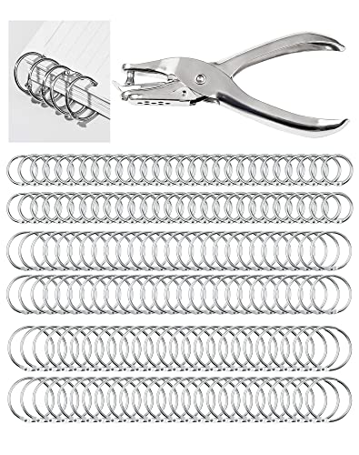 ZITFRI 150PCS Buchringe 3 Größen 20mm 25 mm 30 mm Buchbinderinge mit Lochzange 6mm Loch Loseblatt Verbinder Binder Ringe Silber Metallringe Karteikarten Ringe Buchringe mit Lochstanzer von ZITFRI