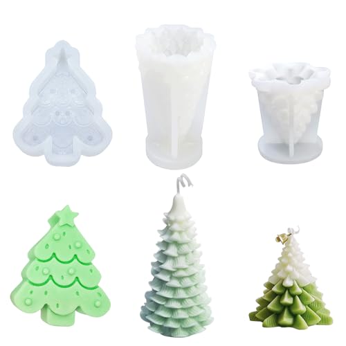 ZITUZY 3 Stück 3D Silikon Weihnachten Kerzenform, Weihnachtsbaum Silikonform, DIY Weihnachtsbaum Kerzengießform, Silikonform für DIY Duftkerze, Ornamente von ZITUZY