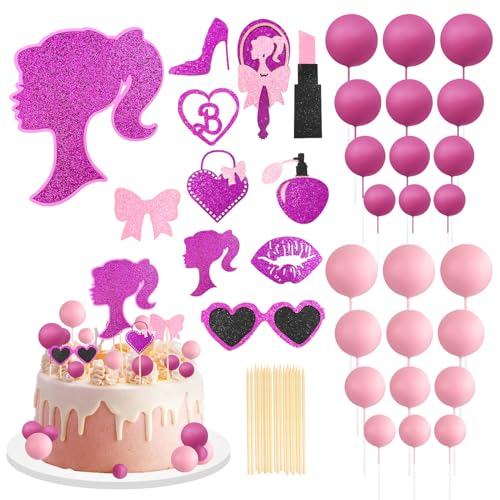 ZITUZY 35 Stück Mädchen Geburtstagstorten Dekoration, Tortendeko Geburtstag Mädchen, Glitzer Deko Geburtstag, Cake Hut wird für Girl Birthday Theme Party verwendet von ZITUZY