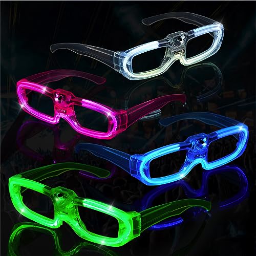 Partybrillen Set-8 Pcs Neon Party Outfit Rave Brille, Led Brille Leuchtende Brille, Party Sonnenbrille 80er, 90er Brille, Party für Geburtstag Fasching Festival Brille für Kinder Erwachsene (8 Pcs) von ZIYOUA