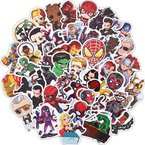 Sticker Aufkleber,100 Stück Superhelden Stickers for Kids Vinyl Wasserfeste Figur Stickers Set für Water Bottle, Auto, Skateboards, Laptop, Kühlschränke, Fahrräder, Gepäck, Telefon und mehr von ZJDABEKZH