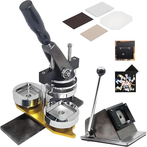 Bausatz für quadratische Magnetmaschinen, 50 x 50 mm DIY-Foto-Kühlschrankmagnet-Maschine, 1 Pressmaschine + 1 Papierschneider + 100 Verbrauchsmaterialiensätze, für die DIY-Anfertigung von Abzeichen von ZJHESXV