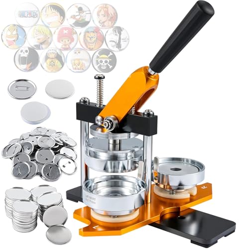 Button-Maker-Maschine, Kühlschrankmagnet-Button-Abzeichen-Stanzpressen-Set, Button-Button-Presse mit 100-teiligen Button-Teilen, DIY-Rundstift-Maker-Set, Button-Maker-Pressemaschine, Abzeichen-Stanzp von ZJHESXV