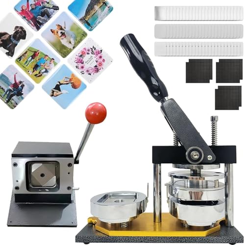 Kühlschrankmagnet-Button-Maker-Maschine mit Papierschneider, 50-mm-Button-Maker-Maschine, 100 Verbrauchsmaterial-Sets, DIY-Kühlschrank-Fotomagnet-Maschine für Bild-Buttons, Geschenk-Buttons, Team-But von ZJHESXV