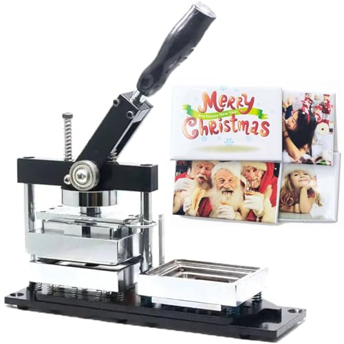 ZJHESXV 3 x 2 Zoll rechteckige Kühlschrankmagnet-Abzeichenmaschine, 80 x 53 mm DIY-Fotomagnet-Pressmaschine + Papierschneider + 100-teiliges Material von ZJHESXV