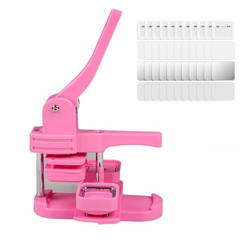 ZJHESXV 50 x 50 mm/2 x 2 Zoll quadratische Button-Maker-Maschine, Kühlschrankmagnet-Button-Maker-Kit, DIY-Button-Presse + 100-teiliges Button-Zubehör, Pink von ZJHESXV