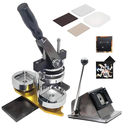 ZJHESXV DIY Quadratischer Kühlschrankmagnet-Abzeichenknopf, Maschine zur Herstellung quadratischer Magnete, 2 Zoll/5 cm ABS-Leichtmagnet-Herstellungsmaschine mit 100 Verbrauchsmaterialsätzen von ZJHESXV