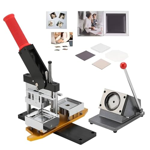 ZJHESXV Fotomagnetmaschine, DIY-Kühlschrankmagnet-Pin-Maker-Maschine, 50 x 50 mm Button-Button-Maker, DIY-Quadrat-Button-Presse mit 100 Materialsätzen und Kühlschrankmagnet-Schneider von ZJHESXV