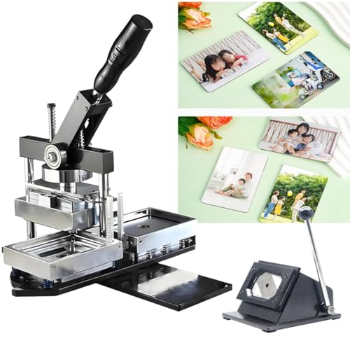 ZJHESXV Fotomagnetmaschine, DIY-Pin-Maker-Maschine für rechteckige Kühlschrankmagnete, mit 100 Verbrauchsmaterialsätzen + Papierschneidemaschine, Button-Button-Maker, 90 x 65 mm von ZJHESXV