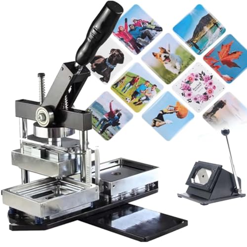 ZJHESXV Kühlschrankmagnet-Button-Maker-Maschine mit Papierschneider und 100 Verbrauchsmaterial-Sets, 80 x 53 mm/90 x 65 mm Button-Maker-Maschine, DIY-Kühlschrank-Fotomagnet-Maschine,80x53mm von ZJHESXV