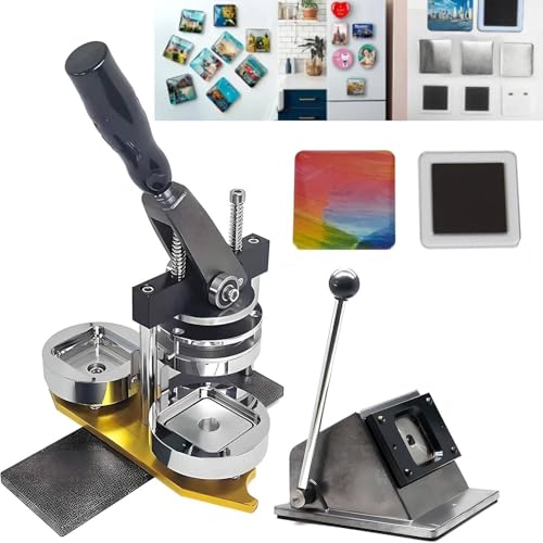 ZJHESXV Magnetherstellungsmaschine, 2 * 2 Zoll/5 * 5 cm Ultra-HD-Magnethersteller mit 100 Verbrauchsmaterialsätzen, DIY-Fotomagnetmaschine für Kühlschränke und jeden Ort mit Eisen von ZJHESXV