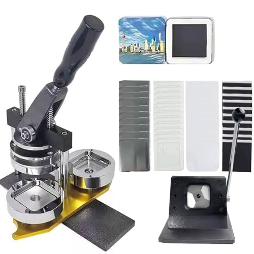 ZJHESXV Professioneller Metall-Button-Maker, Kühlschrankmagnet-Button-Maker mit 50 x 50 mm, Fotomagnet-Maschine, DIY-Kühlschrankmagnet-Pin-Maker-Maschine von ZJHESXV