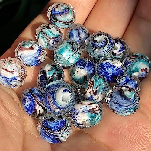 Bunte facettierte Glasperlen, Lampwork-Perlen, Kristall, lose Abstandshalter, Perlen für Schmuckherstellung, DIY, Armbänder, Basteln, 12 mm, 10 Stück von ZJHHAAKZZZZZZZ