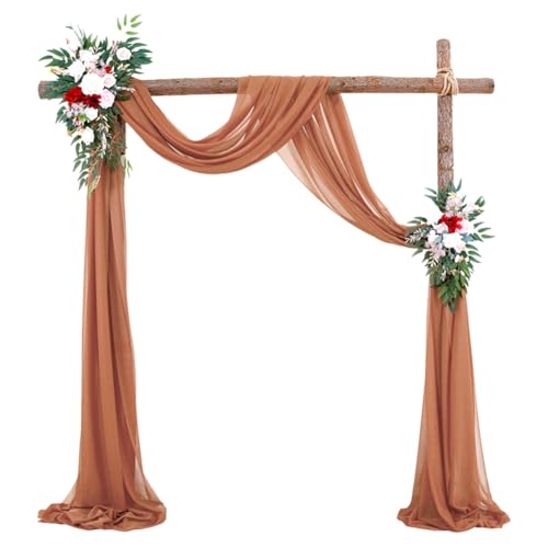 ZJILIXIA Querbehang 70 * 600cm,Hochzeitsbogen Tüll,Hochzeit Querbehang Freihanddeko,Hochzeitsbogen Vorhang Deko,Weiches Polyestergewebe Hochzeit Vorhang,Für Party, Fotografie,Hochzeit (Braun) von ZJILIXIA