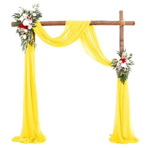 ZJILIXIA Querbehang 70 * 600cm,Hochzeitsbogen Tüll,Hochzeit Querbehang Freihanddeko,Hochzeitsbogen Vorhang Deko,Weiches Polyestergewebe Hochzeit Vorhang,Für Party, Fotografie,Hochzeit (Gelb) von ZJILIXIA