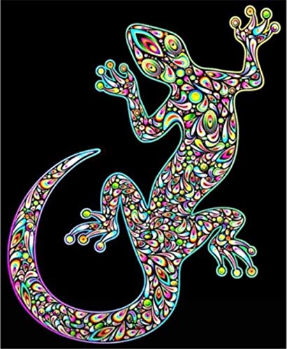 ZJJXM Diamond Painting Set,Gemalter Gecko,5D Diamant Painting Set Full Stickerei Bilder DIY Diamonds Malerei,Für Zuhause Wanddekoration,(30X40Cm) von ZJJXM