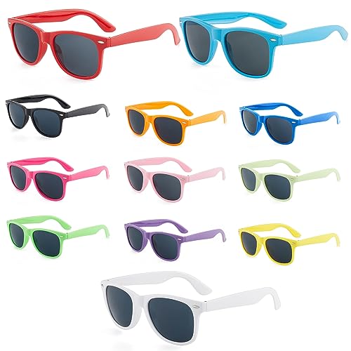 ZJRung 12 Stücke Partybrillen Set Bunt PC Sonnenbrille Universal Retro Party Brillen Neon Farbe Party Sonnenbrillen für Damen Herren und Kinder von ZJRung