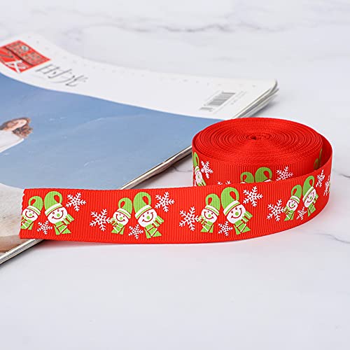 10 Yard Weihnachtsband, Geschenkverpackungsgürtel, Hochzeitsfeier-Dekoration, Schneeflocken-Weihnachtselemente Bedruckt, Schaffen eine Reichhaltige (Weihnachtsschneemannmuster rot) von ZJchao