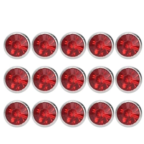 100 Stück Strassniete, Dekorative Acrylperle B, Acryldiamant, 8 Mm, Dekorative DIY-Niete, Kleidungszubehör, 8 Mm Silberrand, Kristall (8mm Silberrand leuchtend rot) von ZJchao