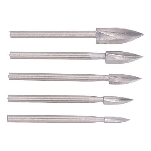 5-teiliges 3-mm-, 4-mm-, 5-mm-, 6-mm-, 8-mm-Holzschnitzmesser-Set mit 3-schneidigem Gravurschneider, Hochgeschwindigkeitsstahl-Gravurbohrer für Heimwerker-Holzbearbeitung, Ideal von ZJchao