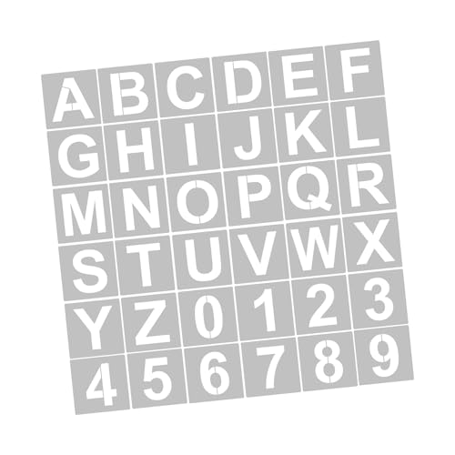 62pcs Buchstaben Nummer Schablonen 5 Zoll Wiederverwendbares Waschbares Alphabet -Handwerksvorlagen für Wohnkultur (36pcs & 3 Zoll) von ZJchao