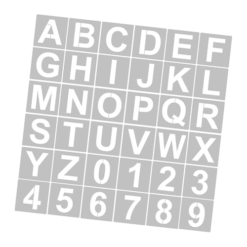 62pcs Buchstaben Nummer Schablonen 5 Zoll Wiederverwendbares Waschbares Alphabet -Handwerksvorlagen für Wohnkultur (36pcs & 4 Zoll) von ZJchao