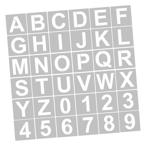 62pcs Buchstaben Nummer Schablonen 5 Zoll Wiederverwendbares Waschbares Alphabet -Handwerksvorlagen für Wohnkultur (36pcs & 5 Zoll) von ZJchao