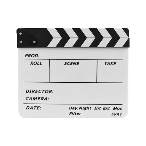 Clapper Board, 11,8 * 9,6 Zoll Film-Clap-Board-Regisseur-Clapboard mit Einem Tafel-Radiergummi und Einem Stift-Film-Schiefer für Film, Film, Fernsehen, Film-Film-Clapboard von ZJchao