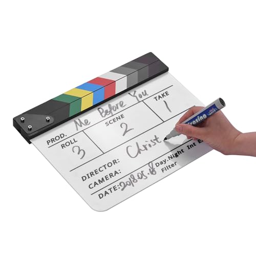 Clapper Board, 11,8 * 9,6 Zoll Film-Clap-Board-Regisseur-Clapboard mit Einem Tafel-Radiergummi und Einem Stift-Film-Schiefer für Film, Film, Fernsehen, Film-Film-Clapboard von ZJchao