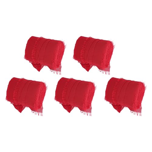 Fransen-Chiffonband, Weiches und Nicht Verformbares Rotes Chiffonband-Set, Ausreichende Menge für Kunsthandwerk, Hochzeiten, Einladungen von ZJchao