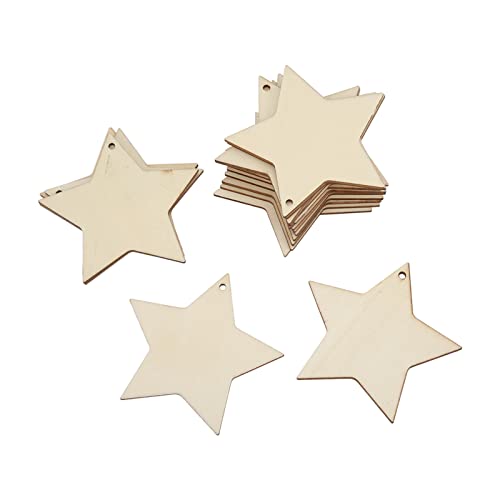 Holzsterne für Handwerk, 20pcs Holzstern Ornamente Glatt Touch Wood Stars für Handwerkssterne für Handwerks Nicht Giftig Haltbarer Antiallergischer Sternholzschip von ZJchao