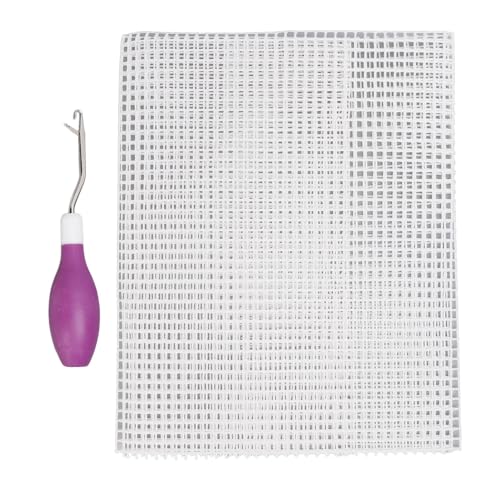 Knüpfwerkzeug mit Metallkonstruktion, Bequemer Gummigriff für Selbstgemachte Kissen, Teppiche, Untersetzer, Ideales Häkelnadel-Rohling-Teppich-Haken-Netz-Set (PURPLE) von ZJchao