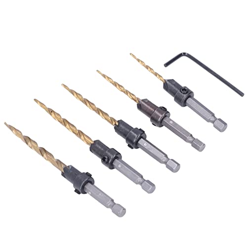 Sich Verjüngte Bohrerbits, 5pcs/Set Countersink Bohrbit Set Counter Spüle Bohrer für Holzbearbeitung Im Kaiserlichen Titan -Titan -Titan -Titan -Bohrer -Bohrer Bits von ZJchao