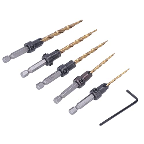 Sich Verjüngte Bohrerbits, Hex Shank Tapered Bohrbits 5pcs/Set Countersink Bohrer Bit SEX Shank Imperial Titan Plattiert Verjüngte Bohrer Bits von ZJchao